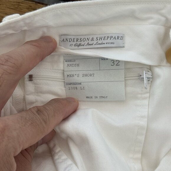 ANDERSON & SHEPPARD Savile Row Chino Shorts - White - Size 32 100% Linen READ - Picture 10 of 16